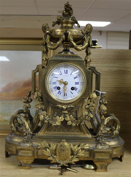 A Louis XVI style ormolu mantel clock approx. height 47cm